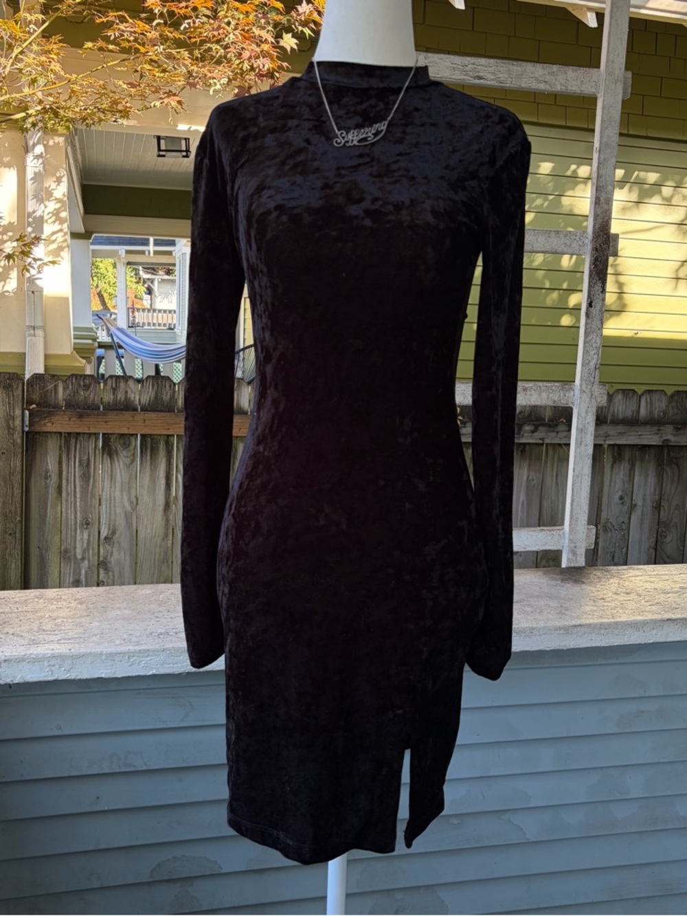 Black Velvet Gothic Forever 21 Long Sleeve Dress